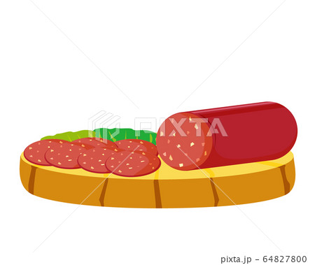 サラミ 食材 加工食品のイラスト素材