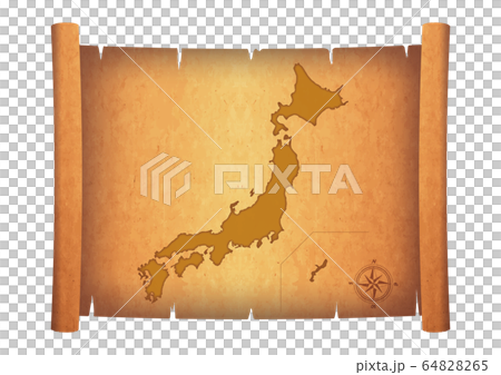 Illustration of a map of Japan drawn on an old... - Stock Illustration ...