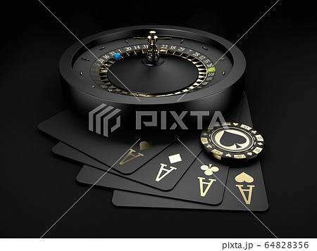 3d Rendering Of Black Casino Roulette Wheel のイラスト素材 6456