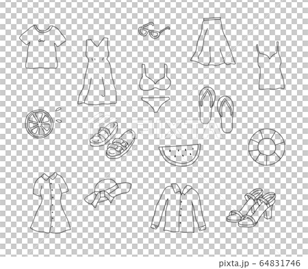 夏服の手描きイラストのセット／かわいい 64831746
