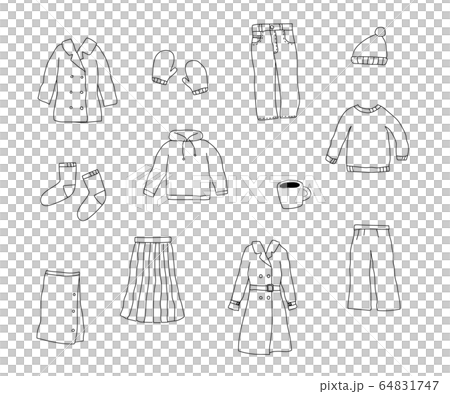 冬服の手描きイラストのセット/コート/ニット 冬服の手描きイラストのセット/コート/ニット 64831747
