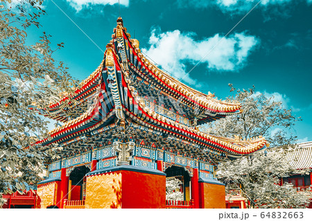 Beautiful View of Yonghegong Lama Temple.Beijing. Beautiful View of Yonghegong Lama Temple.Beijing. 64832663