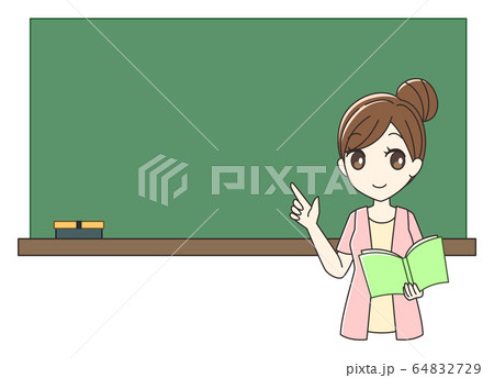 黒板で教える女性のイラスト素材
