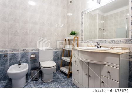 Modern shower room with a booth. European hotel design. 64833670
