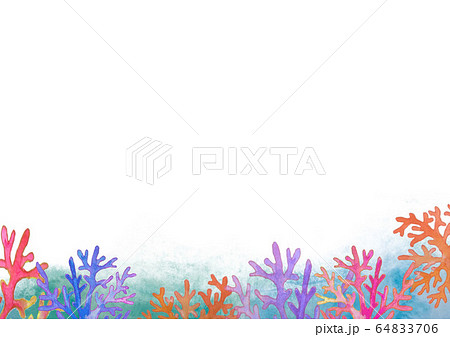 珊瑚礁 水彩画フレームのイラスト素材