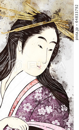 浮世絵 歌舞伎役者 女性 その5 水彩のイラスト素材