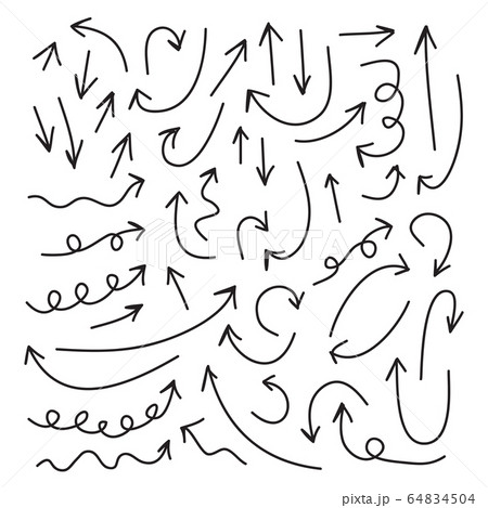Arrows icons vector hand drawn editable set 64834504