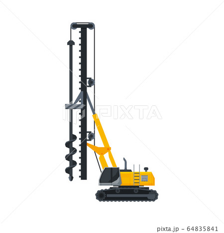 Drilling Truck Construction Machinery, Heavy Special Transport, Side View Flat Vector Illustration Drilling Truck Construction Machinery, Heavy Special Transport, Side View Flat Vector Illustration 64835841