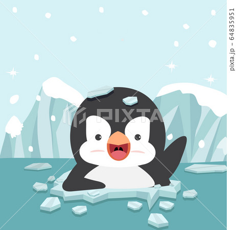 Cartoon Penguin cartoon on ice floe 64835951