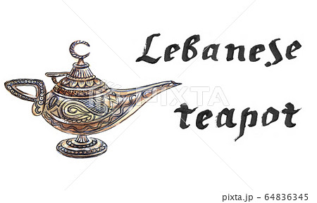 Aladdin S Magic Lamp With Genieのイラスト素材