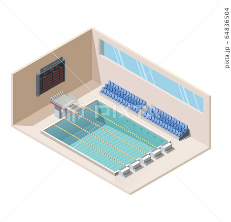 Isometric swimming pool with tribune 64836504