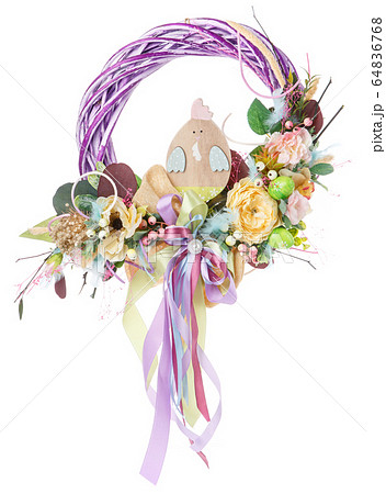 Decoration of the interior, Spring handmade wreath. The symbol of happiness and prosperity. Decoration of the interior, Spring handmade wreath. The symbol of happiness and prosperity. 64836768