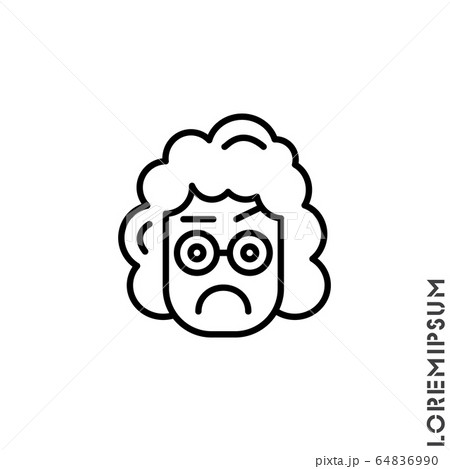 Thinking Face Emoji Outline Girl Woman Icon のイラスト素材