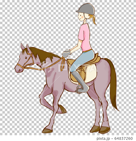Illustration of a woman riding a horse Illustration of a woman riding a horse 64837260