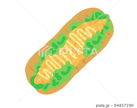 フィッシュフライサンドのイラストのイラスト素材