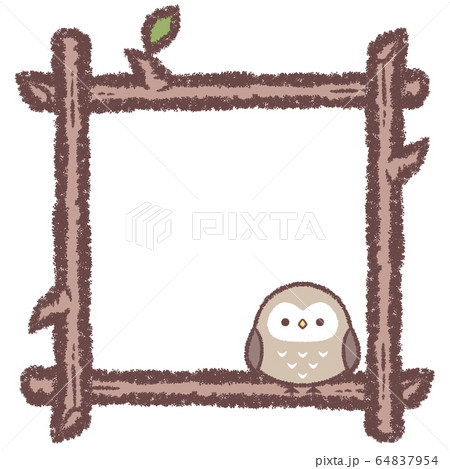 フクロウ木の枝フレームのイラスト素材 [64837954] - PIXTA