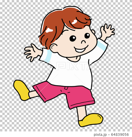 ジャンプする元気な男の子のイラスト素材 64839056 Pixta