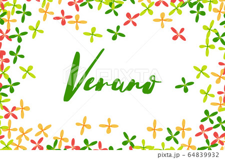 Floral frame with flowers and leaves and Spanish 64839932