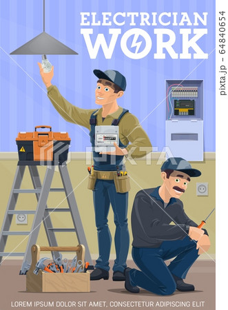Home electrical service, electrician workers Home electrical service, electrician workers 64840654