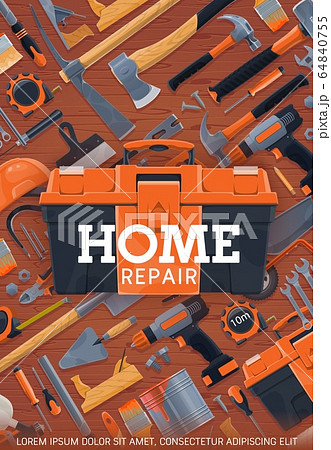 Home repair and construction work tools poster 64840755
