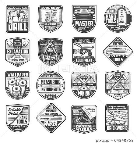 Repair and construction work tools shop icons 64840758