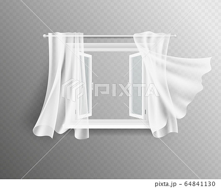 Open Window White Frame With Glass And のイラスト素材