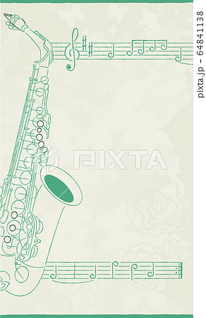 名札テンプレート単体緑1 アルトサックス のイラスト素材