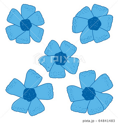 Set of had drawn doodle blue flowers isolated on white. 64841483