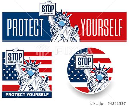 Stop coronavirus concept with Statue of Liberty Stop coronavirus concept with Statue of Liberty 64841537