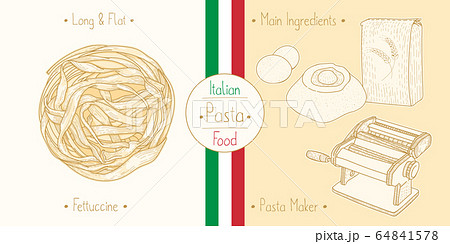 Cooking italian food Fettuccine Pasta, ingredients Cooking italian food Fettuccine Pasta, ingredients 64841578