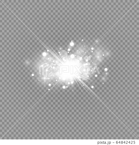 Glow light effect. Vector illustration. Christmas flash dust. White sparks and glitter special light effect. Vector sparkles on transparent background. Sparkling magic dust particles 64842425