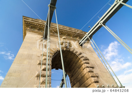 The Szechenyi Chain Bridge in Budapest, Hungary. The Szechenyi Chain Bridge in Budapest, Hungary. 64843208