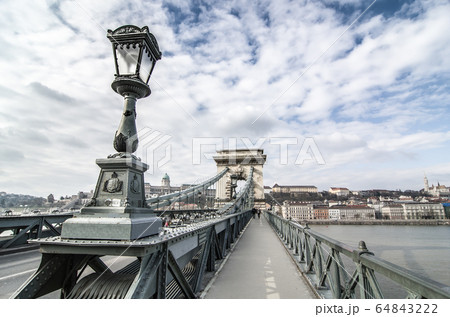 The Szechenyi Chain Bridge in Budapest, Hungary. The Szechenyi Chain Bridge in Budapest, Hungary. 64843222