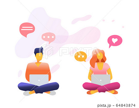 Illustration design concept male and female work from home. 64843874