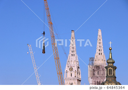 Removal part of the left tower of Zagreb Cathedral Removal part of the left tower of Zagreb Cathedral 64845364