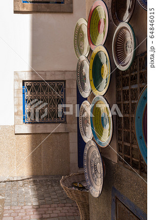 Ceramic plates displayed on a street Ceramic plates displayed on a street 64846015