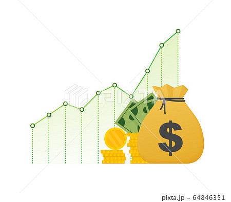 Profit money or budget. Cash and rising graph 64846351