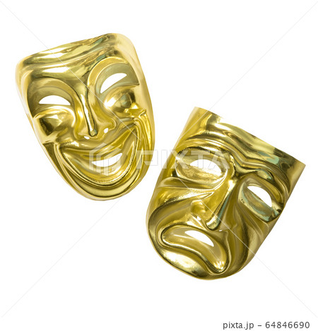 Comedy and tragedy theatrical mask isolated white Comedy and tragedy theatrical mask isolated white 64846690