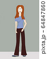 teenager red hair girl in casual clothes drawing isolated on gray background 64847860