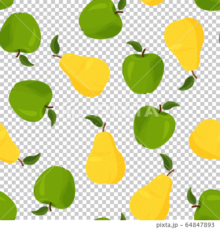 Fresh yellow pear and green apple seamless... - Stock Illustration ...