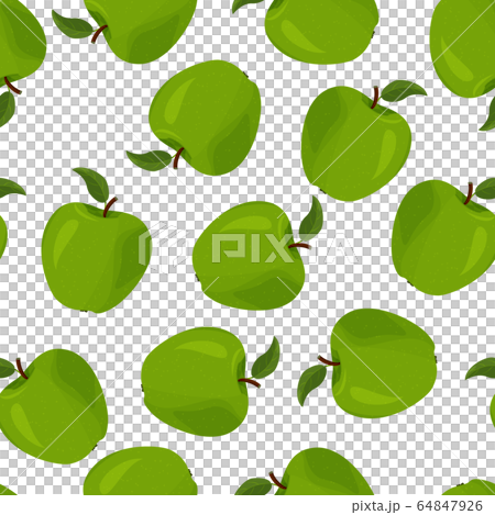 Fresh green apples seamless vector patter. Summer bright fruit background. 64847926
