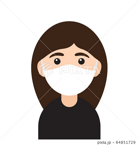 Vector flat cartoon girl face in medical mask 64851729