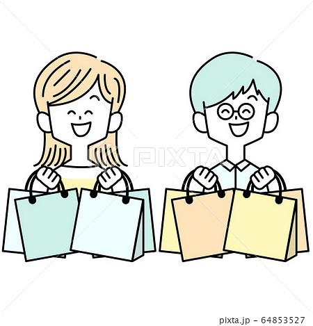 ショッピングを楽しむ男女 ショッピングを楽しむ男女 64853527