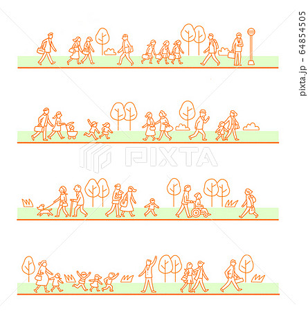 日常生活を送る人々のイラスト素材