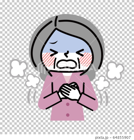 呼吸困難　シニア女性 64855907