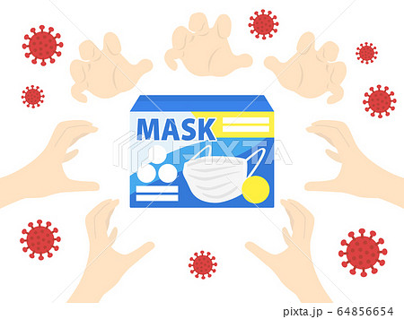 マスクの買い占め問題のイラスト マスクの買い占め問題のイラスト 64856654