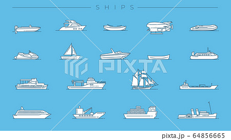 Ships concept line style vector icons set. 64856665