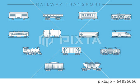 Railway Transport concept line style vector icons set. 64856666