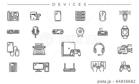 Devices concept line style vector icons set. Devices concept line style vector icons set. 64856682