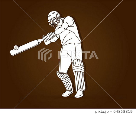 Cricket Player Action Cartoon Sport Graphic Vectorのイラスト素材